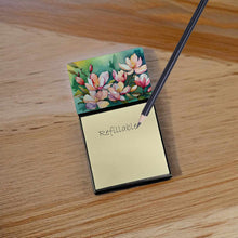 Load image into Gallery viewer, Louisiana Magnolias in Watercolor Sticky Note Holder- Refiilable Desk Accessory Note Pad