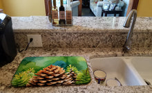Load image into Gallery viewer, Maine White Pine Cone and Tassels in Watercolor Dish Drying Mat