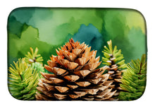 Load image into Gallery viewer, Maine White Pine Cone and Tassels in Watercolor Dish Drying Mat