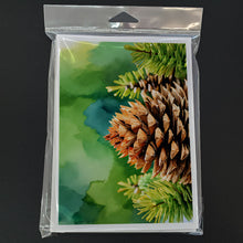 Load image into Gallery viewer, Maine White Pine Cone and Tassels in Watercolor Greeting Cards -  Blank Note Cards – 8-Pack of Artist-Designed Cards with Envelopes