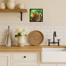 Load image into Gallery viewer, Maine White Pine Cone and Tassels in Watercolor Framed Metal Print