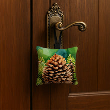Load image into Gallery viewer, Maine White Pine Cone and Tassels in Watercolor Hanging Square Fabric Ornament 3.5 × 3.5