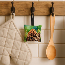 Load image into Gallery viewer, Maine White Pine Cone and Tassels in Watercolor Hanging Square Fabric Ornament 3.5 × 3.5