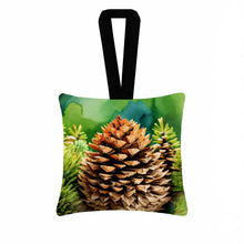 Load image into Gallery viewer, Maine White Pine Cone and Tassels in Watercolor Hanging Square Fabric Ornament 3.5 × 3.5