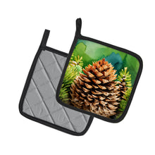 Load image into Gallery viewer, Maine White Pine Cone and Tassels in Watercolor Pair of Pot Holders