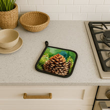 Load image into Gallery viewer, Maine White Pine Cone and Tassels in Watercolor Pair of Pot Holders
