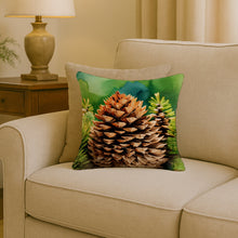 Load image into Gallery viewer, Maine White Pine Cone and Tassels in Watercolor Throw Pillow