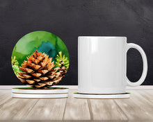 Load image into Gallery viewer, Maine White Pine Cone and Tassels in Watercolor Large Sandstone Coasters Pack of 4