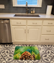 Load image into Gallery viewer, Maine White Pine Cone and Tassels in Watercolor Memory Foam Kitchen Mat