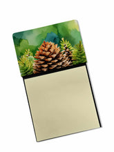 Load image into Gallery viewer, Maine White Pine Cone and Tassels in Watercolor Sticky Note Holder- Refiilable Desk Accessory Note Pad