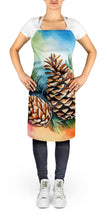Load image into Gallery viewer, Maine White Pine Cone and Tassels in Watercolor Apron – Artist-Designed Kitchen, BBQ &amp; Craft Apron