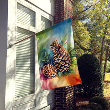 Load image into Gallery viewer, Maine White Pine Cone and Tassels in Watercolor House Flag