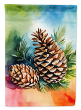 Load image into Gallery viewer, Maine White Pine Cone and Tassels in Watercolor House Flag