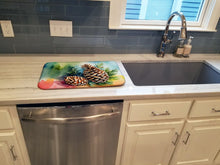 Load image into Gallery viewer, Maine White Pine Cone and Tassels in Watercolor Dish Drying Mat