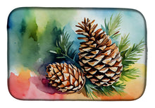 Load image into Gallery viewer, Maine White Pine Cone and Tassels in Watercolor Dish Drying Mat