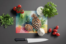 Load image into Gallery viewer, Maine White Pine Cone and Tassels in Watercolor Glass Cutting Boards – Durable, Decorative Kitchen Art Large