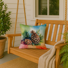 Load image into Gallery viewer, Maine White Pine Cone and Tassels in Watercolor Throw Pillow