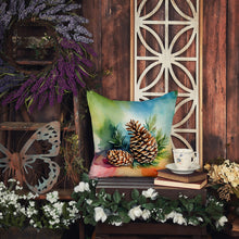 Load image into Gallery viewer, Maine White Pine Cone and Tassels in Watercolor Throw Pillow