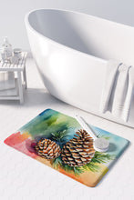 Load image into Gallery viewer, Maine White Pine Cone and Tassels in Watercolor Memory Foam Kitchen Mat