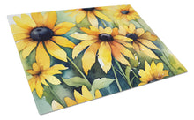 Load image into Gallery viewer, Maryland Black-Eyed Susans in Watercolor Glass Cutting Boards – Durable, Decorative Kitchen Art Large
