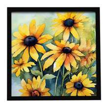 Load image into Gallery viewer, Maryland Black-Eyed Susans in Watercolor Framed Metal Print