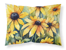 Load image into Gallery viewer, Maryland Black-Eyed Susans in Watercolor Fabric Standard Pillowcase – Artistic Decorative Front, White Back