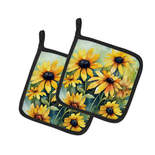 Load image into Gallery viewer, Maryland Black-Eyed Susans in Watercolor Pair of Pot Holders
