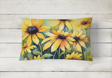 Load image into Gallery viewer, Maryland Black-Eyed Susans in Watercolor Fabric Decorative Pillow