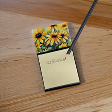 Load image into Gallery viewer, Maryland Black-Eyed Susans in Watercolor Sticky Note Holder- Refiilable Desk Accessory Note Pad