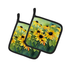 Load image into Gallery viewer, Maryland Black-Eyed Susans in Watercolor Pair of Pot Holders