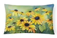 Load image into Gallery viewer, Maryland Black-Eyed Susans in Watercolor Fabric Decorative Pillow