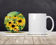 Load image into Gallery viewer, Maryland Black-Eyed Susans in Watercolor Large Sandstone Coasters Pack of 4