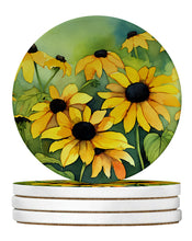 Load image into Gallery viewer, Maryland Black-Eyed Susans in Watercolor Large Sandstone Coasters Pack of 4
