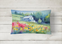 Load image into Gallery viewer, Massachusetts Mayflowers in Watercolor Fabric Decorative Pillow