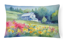 Load image into Gallery viewer, Massachusetts Mayflowers in Watercolor Fabric Decorative Pillow