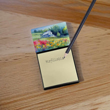 Load image into Gallery viewer, Massachusetts Mayflowers in Watercolor Sticky Note Holder- Refiilable Desk Accessory Note Pad