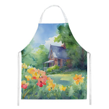Load image into Gallery viewer, Massachusetts Mayflowers in Watercolor Apron – Artist-Designed Kitchen, BBQ &amp; Craft Apron