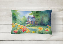 Load image into Gallery viewer, Massachusetts Mayflowers in Watercolor Fabric Decorative Pillow