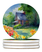 Load image into Gallery viewer, Massachusetts Mayflowers in Watercolor Large Sandstone Coasters Pack of 4