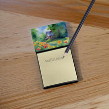 Load image into Gallery viewer, Massachusetts Mayflowers in Watercolor Sticky Note Holder- Refiilable Desk Accessory Note Pad