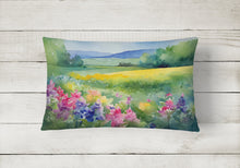 Load image into Gallery viewer, Massachusetts Mayflowers in Watercolor Fabric Decorative Pillow