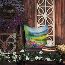 Load image into Gallery viewer, Massachusetts Mayflowers in Watercolor Throw Pillow