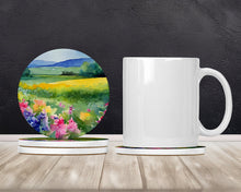 Load image into Gallery viewer, Massachusetts Mayflowers in Watercolor Large Sandstone Coasters Pack of 4
