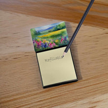 Load image into Gallery viewer, Massachusetts Mayflowers in Watercolor Sticky Note Holder- Refiilable Desk Accessory Note Pad