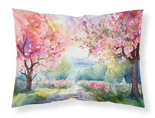 Load image into Gallery viewer, Michigan Apple Blossoms in Watercolor Fabric Standard Pillowcase – Artistic Decorative Front, White Back