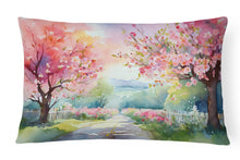 Load image into Gallery viewer, Michigan Apple Blossoms in Watercolor Fabric Decorative Pillow