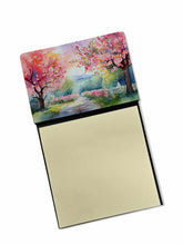 Load image into Gallery viewer, Michigan Apple Blossoms in Watercolor Sticky Note Holder- Refiilable Desk Accessory Note Pad