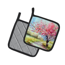 Load image into Gallery viewer, Michigan Apple Blossoms in Watercolor Pair of Pot Holders