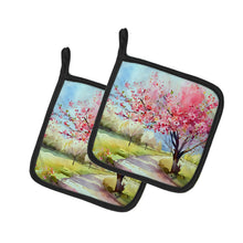 Load image into Gallery viewer, Michigan Apple Blossoms in Watercolor Pair of Pot Holders