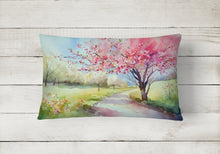 Load image into Gallery viewer, Michigan Apple Blossoms in Watercolor Fabric Decorative Pillow